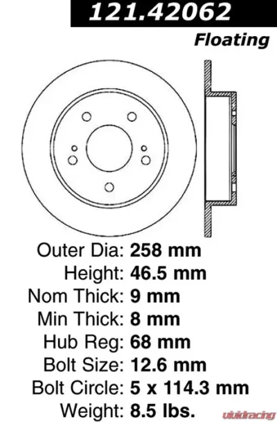 Centric C-Tek Standard Brake Rotor 121.42062 - 121.42062