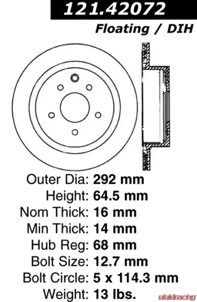Centric C-Tek Standard Brake Rotor 121.42072 - 121.42072