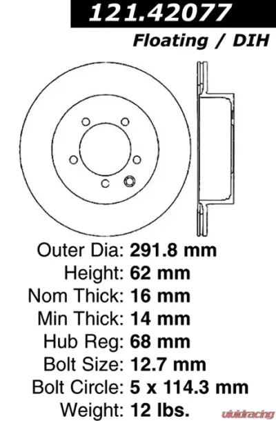 Centric C-Tek Standard Brake Rotor 121.42077 - 121.42077