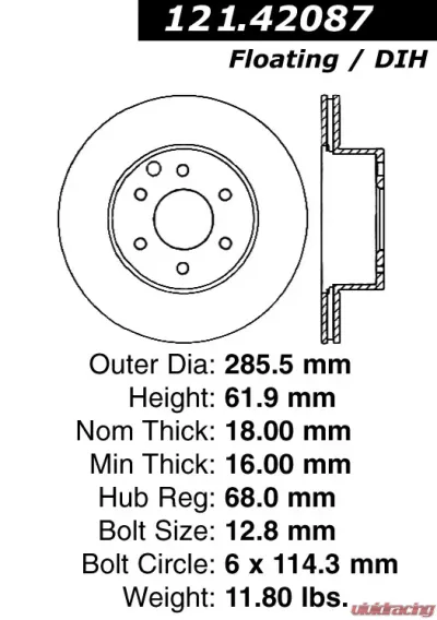 Centric C-Tek Standard Brake Rotor 121.42087 - 121.42087