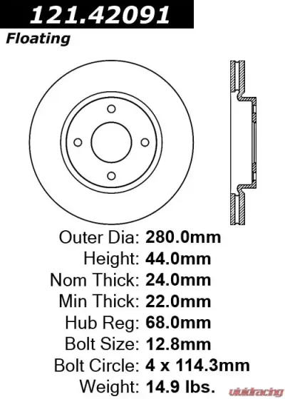 Centric C-Tek Standard Brake Rotor 121.42091 - 121.42091