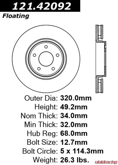 Centric C-Tek Standard Brake Rotor 121.42092 - 121.42092