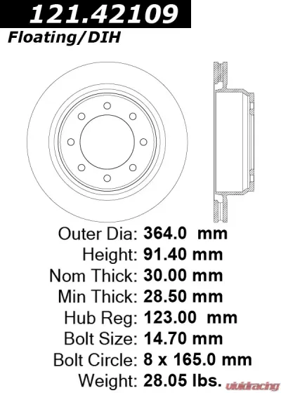 Centric C-Tek Standard Brake Rotor 121.42109 - 121.42109