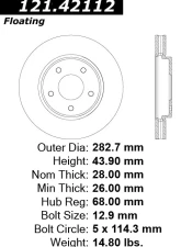 Centric C-Tek Standard Brake Rotor 121.42112                                     - 121.42112 - Image 4