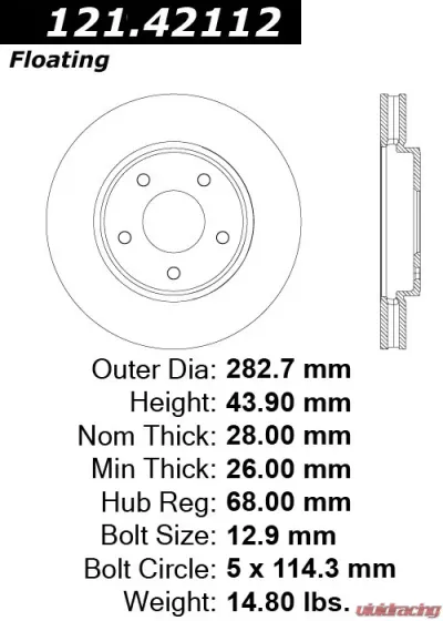 Centric C-Tek Standard Brake Rotor 121.42112 - 121.42112