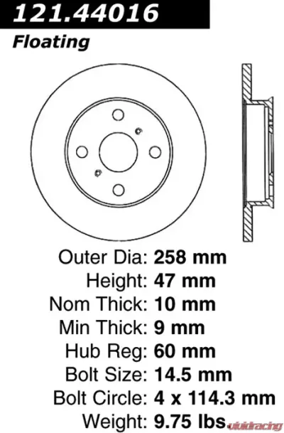 Centric C-Tek Standard Brake Rotor 121.44016 - 121.44016