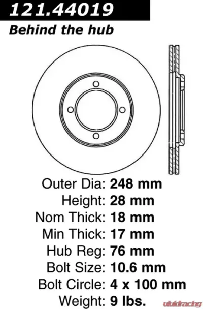 Centric C-Tek Standard Brake Rotor 121.44019 - 121.44019