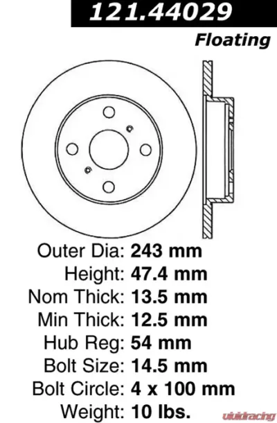 Centric C-Tek Standard Brake Rotor 121.44029 - 121.44029