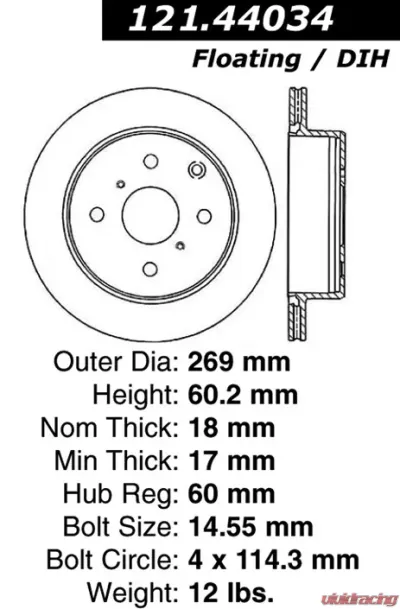 Centric C-Tek Standard Brake Rotor 121.44034 - 121.44034