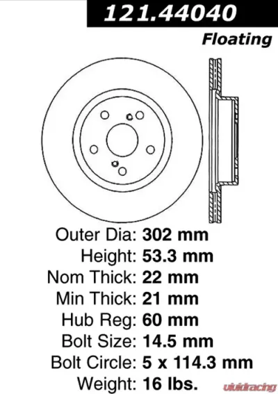 Centric C-Tek Standard Brake Rotor 121.44040 - 121.44040