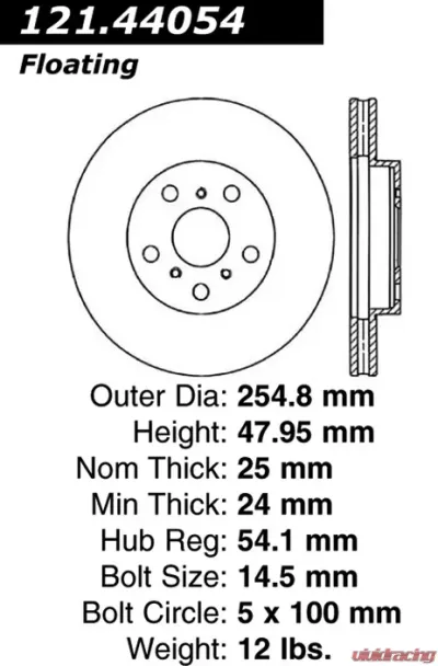 Centric C-Tek Standard Brake Rotor 121.44054 - 121.44054