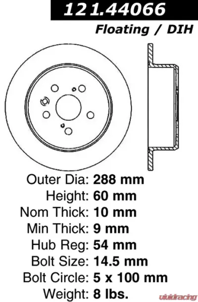 Centric C-Tek Standard Brake Rotor 121.44066 - 121.44066