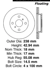 Centric C-Tek Standard Brake Rotor 121.44075                                     - 121.44075 - Image 4