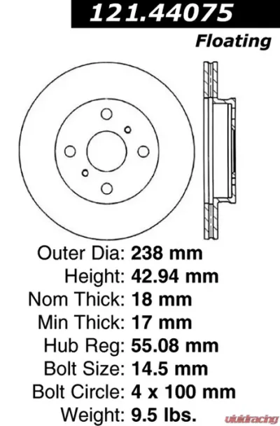 Centric C-Tek Standard Brake Rotor 121.44075 - 121.44075