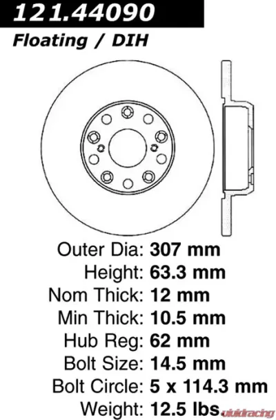 Centric C-Tek Standard Brake Rotor 121.44090 - 121.44090