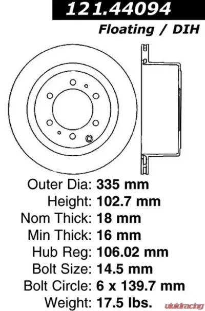 Centric C-Tek Standard Brake Rotor 121.44094 - 121.44094