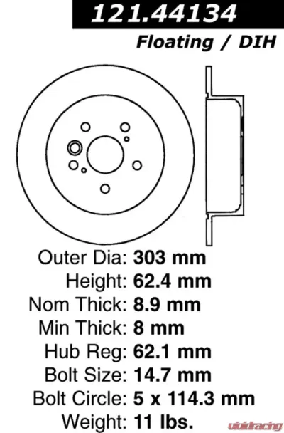 Centric C-Tek Standard Brake Rotor 121.44134 - 121.44134