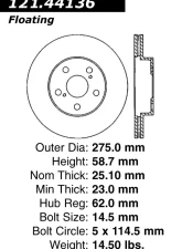 Centric C-Tek Standard Brake Rotor 121.44136                                     - 121.44136 - Image 4