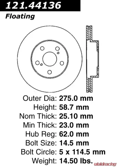 Centric C-Tek Standard Brake Rotor 121.44136 - 121.44136