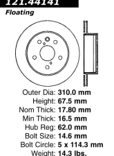 Centric C-Tek Standard Brake Rotor 121.44141                                     - 121.44141 - Image 4