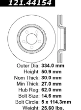 Centric C-Tek Standard Brake Rotor 121.44154                                     - 121.44154 - Image 2