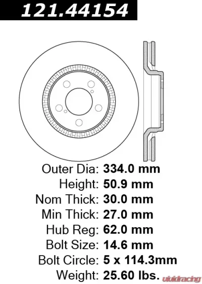 Centric C-Tek Standard Brake Rotor 121.44154 - 121.44154