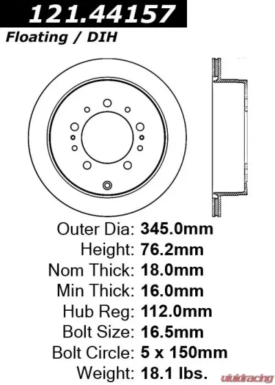 Centric C-Tek Standard Brake Rotor 121.44157 - 121.44157
