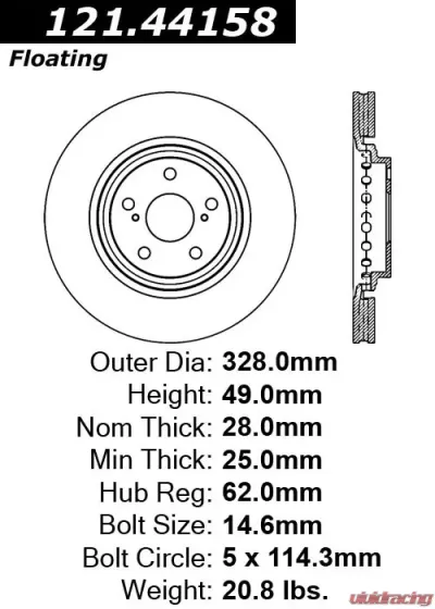 Centric C-Tek Standard Brake Rotor 121.44158 - 121.44158