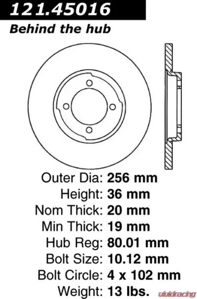 Centric C-Tek Standard Brake Rotor 121.45016 - 121.45016