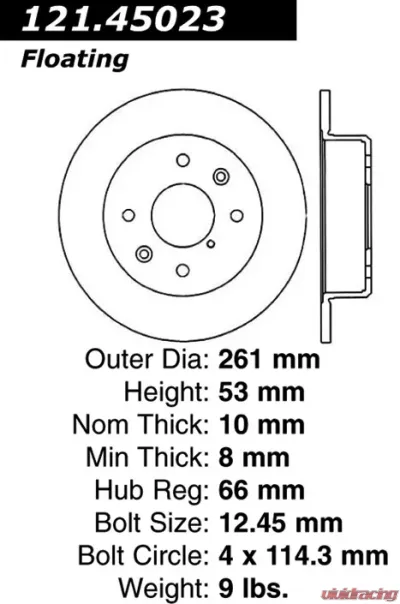 Centric C-Tek Standard Brake Rotor 121.45023 - 121.45023