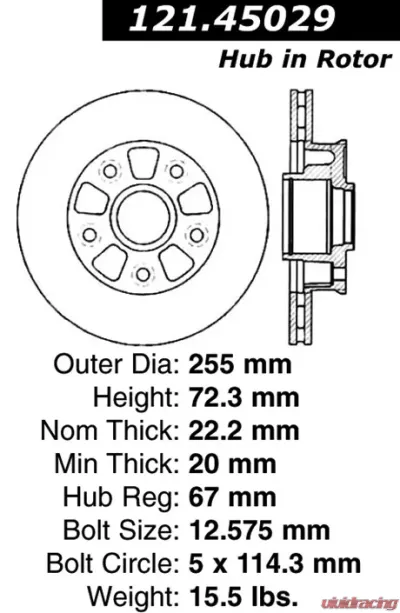 Centric C-Tek Standard Brake Rotor 121.45029 - 121.45029