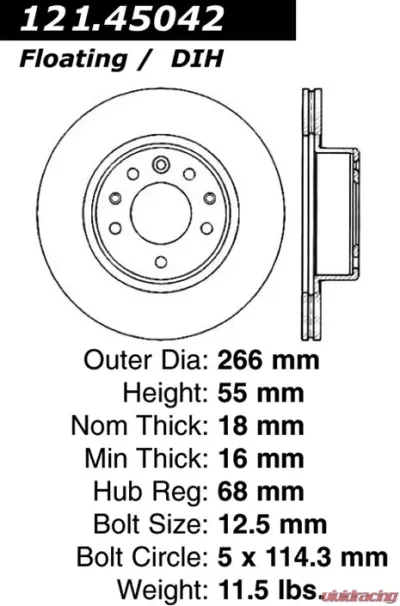 Centric C-Tek Standard Brake Rotor 121.45042 - 121.45042
