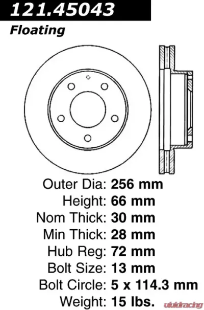 Centric C-Tek Standard Brake Rotor 121.45043 - 121.45043