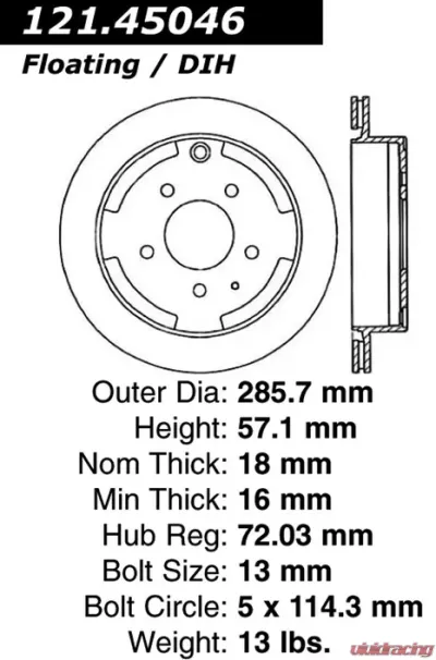 Centric C-Tek Standard Brake Rotor 121.45046 - 121.45046