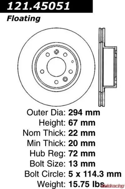 Centric C-Tek Standard Brake Rotor 121.45051 - 121.45051