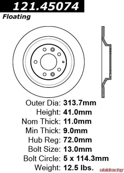 Centric C-Tek Standard Brake Rotor 121.45074 - 121.45074