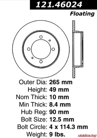 Centric C-Tek Standard Brake Rotor 121.46024 - 121.46024