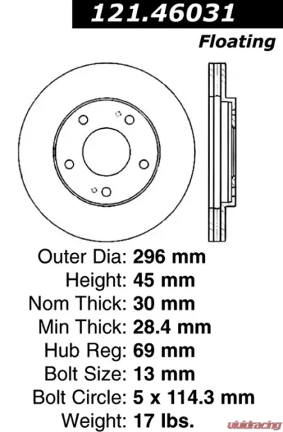 Centric C-Tek Standard Brake Rotor 121.46031 - 121.46031
