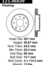 Centric C-Tek Standard Brake Rotor 121.46039                                     - 121.46039 - Image 4