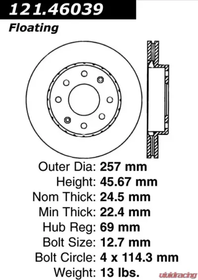 Centric C-Tek Standard Brake Rotor 121.46039 - 121.46039