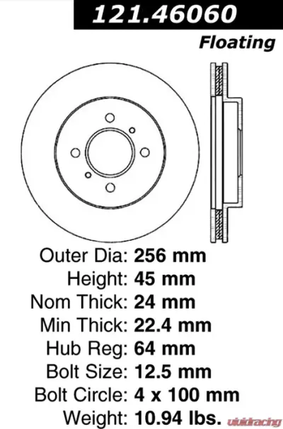 Centric C-Tek Standard Brake Rotor 121.46060 - 121.46060