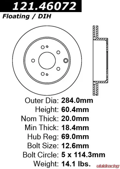 Centric C-Tek Standard Brake Rotor 121.46072 - 121.46072