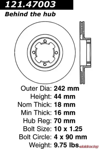 Centric C-Tek Standard Brake Rotor 121.47003 - 121.47003