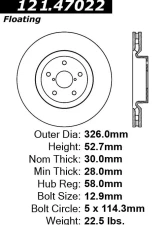Centric C-Tek Standard Brake Rotor 121.47022                                     - 121.47022 - Image 4