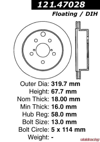 Centric C-Tek Standard Brake Rotor 121.47028 - 121.47028