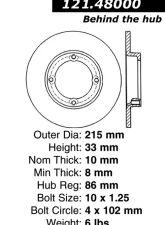 Centric C-Tek Standard Brake Rotor 121.48000                                     - 121.48000 - Image 4