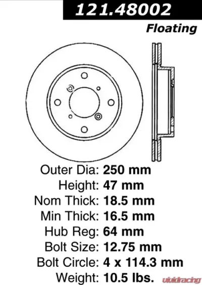 Centric C-Tek Standard Brake Rotor 121.48002 - 121.48002