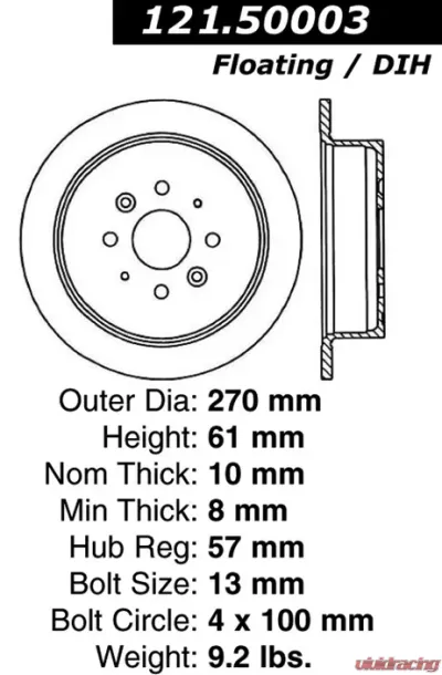 Centric C-Tek Standard Brake Rotor 121.50003 - 121.50003