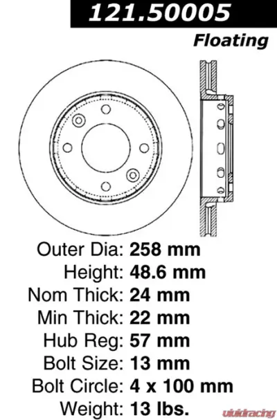 Centric C-Tek Standard Brake Rotor 121.50005 - 121.50005