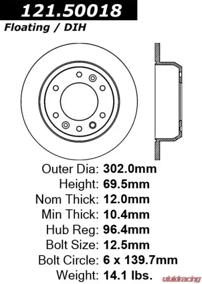 Centric C-Tek Standard Brake Rotor 121.50018 - 121.50018